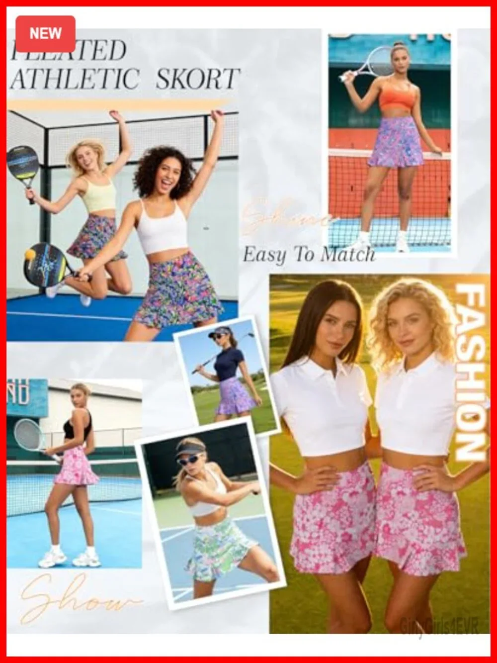 Women's Pleated Golf Skort with Pockets, Shorts, High Waisted Tummy Control